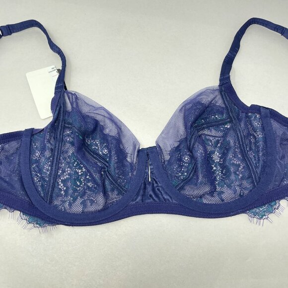 Wacoal Center Stage Underwire Bra Size 34C Blue Lace 855323 - Picture 9 of 10